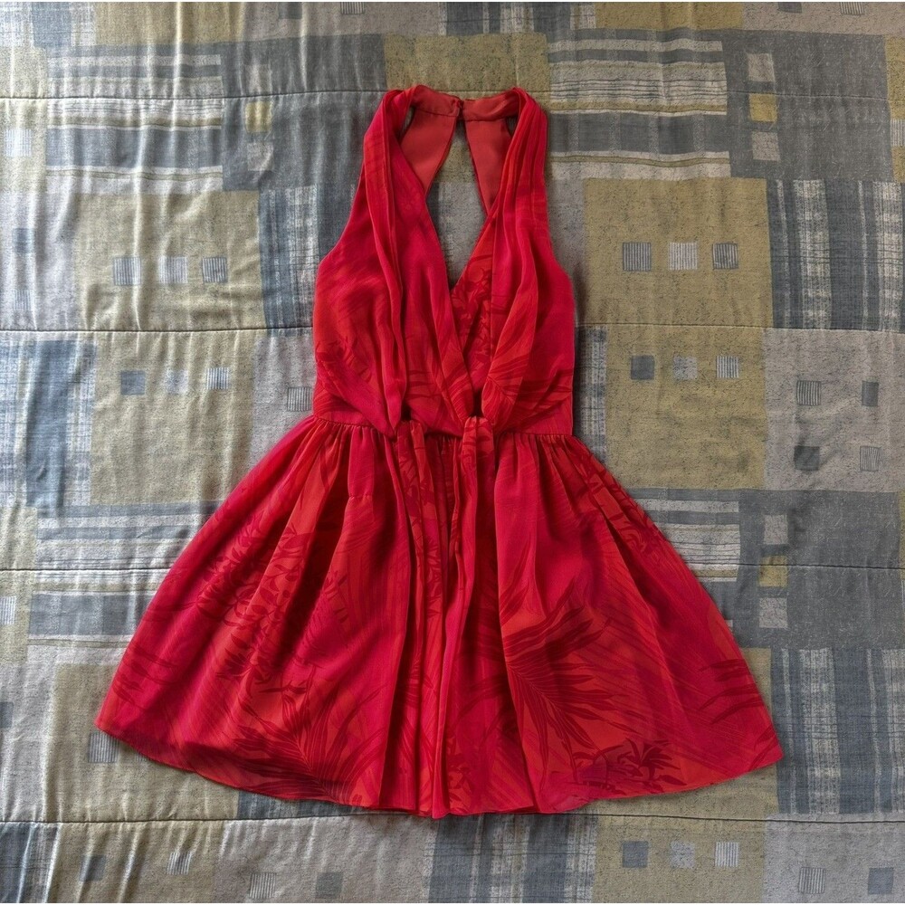 Armani Exchange Women Hot Pink Print Ruched Smocked Dress Size 2